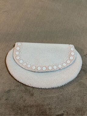 Vintage Light Blue Beaded Clutch Bag Made in Hong Kong